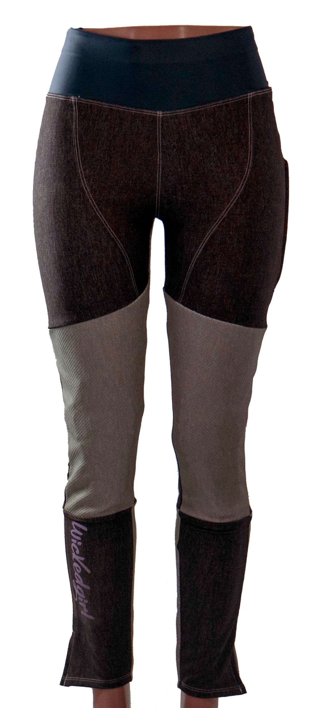 Mountain bike pants in mixed denim for women, durable and stretchy without G-Form pad.